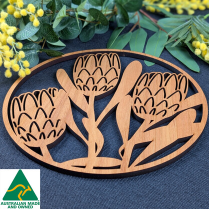 Protea: Australian Wooden Trivet / Pot Stand (Large)