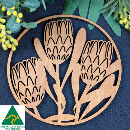 Protea: Australian Wooden Trivet / Pot Stand (Large)