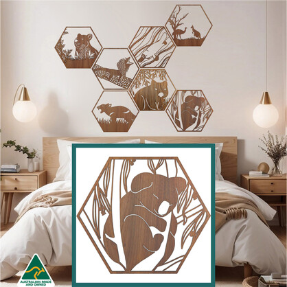 Sleepy Koala Hexagon Wall Art
