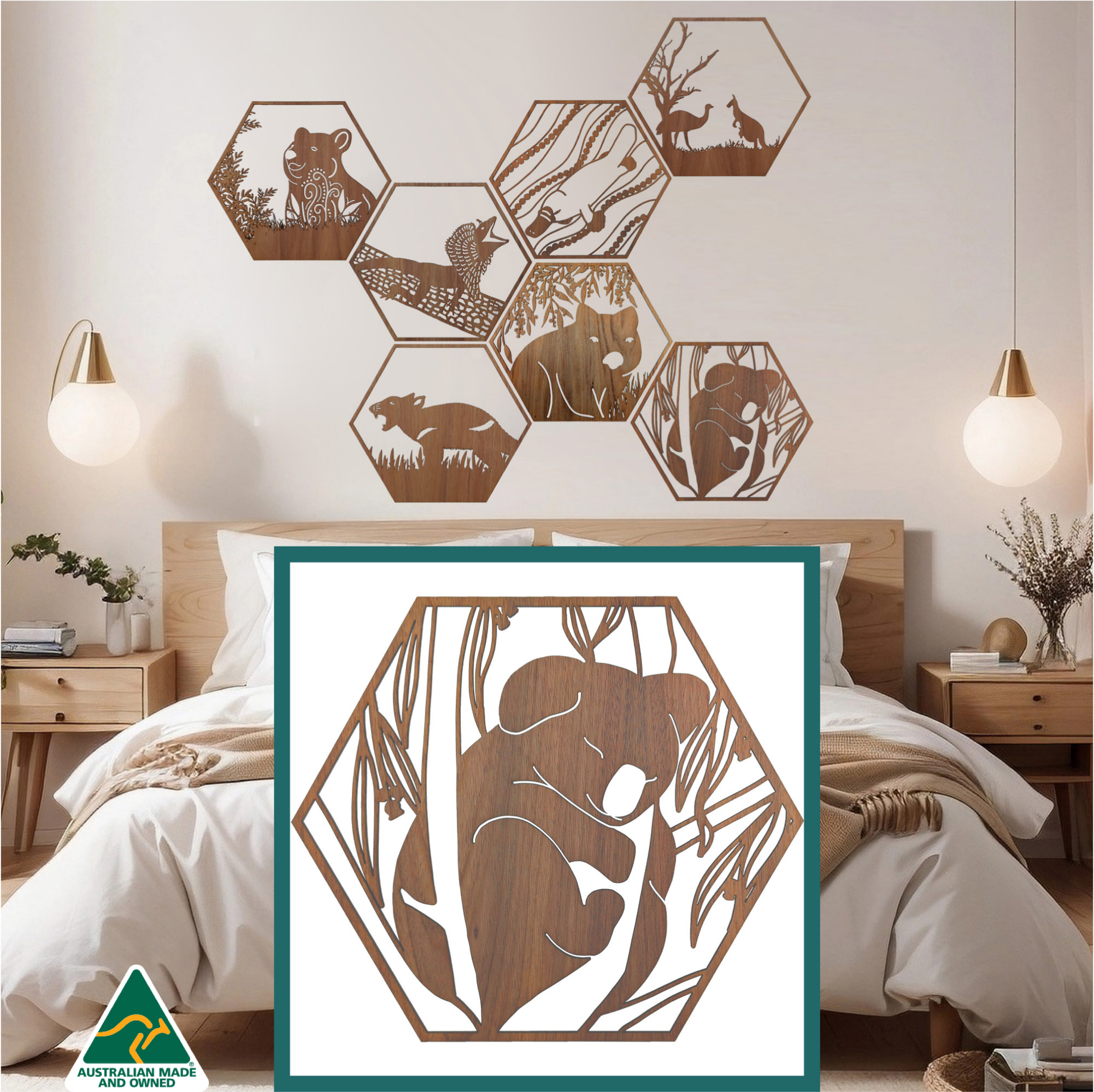 Sleepy Koala Hexagon Wall Art