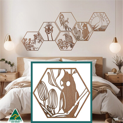 Perched Cockatoo Hexagon Wall Art