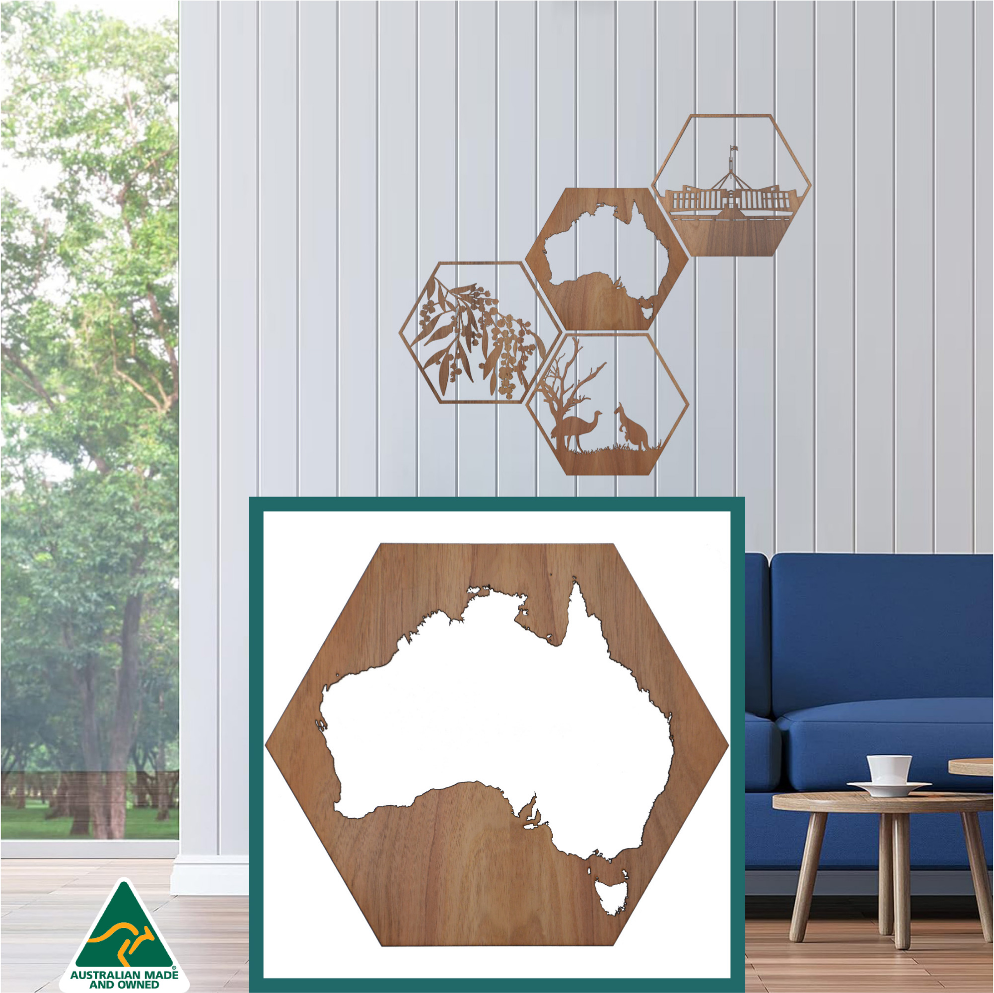 Australia Map Hexagon Wall Art