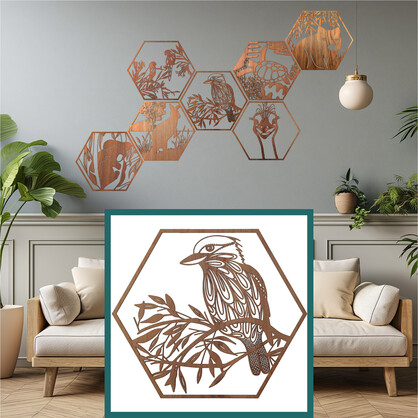 Kookaburra Hexagon Wall Art