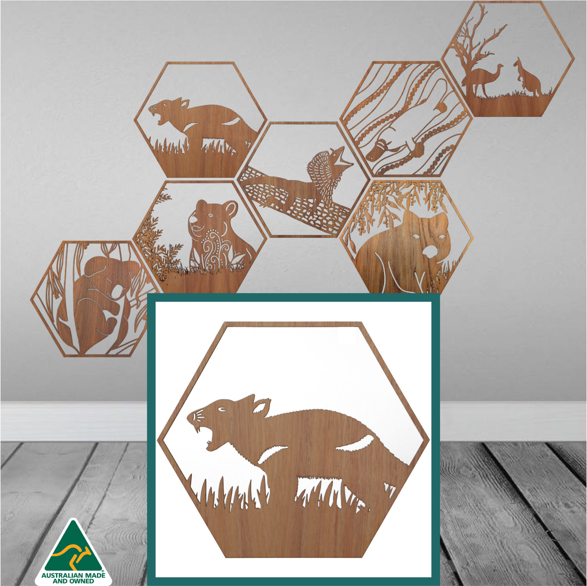 Tasmanian Devil Hexagon Wall Art