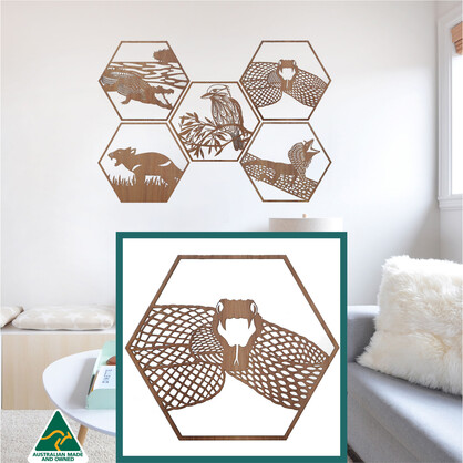 Inland Taipan Snake Hexagon Wall Art