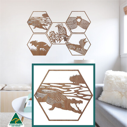 Saltwater Crocodile Hexagon Wall Art