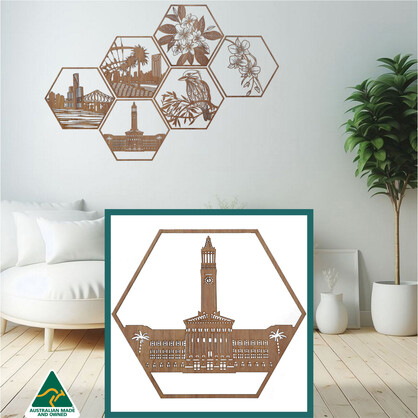 Brisbane Town Hall Hexagon Wall Art