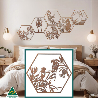 Rainbow Lorikeets Hexagon Wall Art