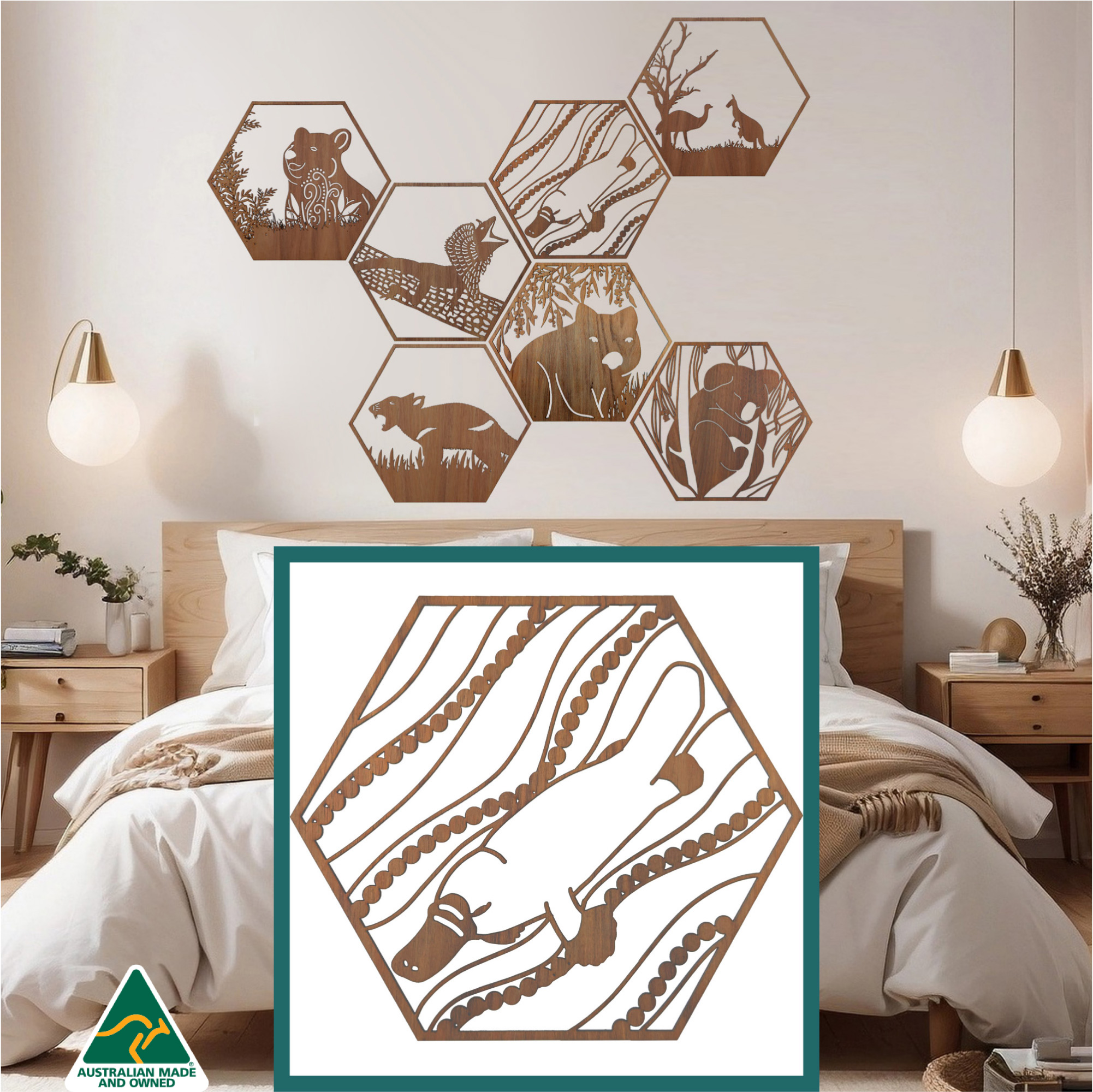 Platypus Swimming Hexagon Wall Art