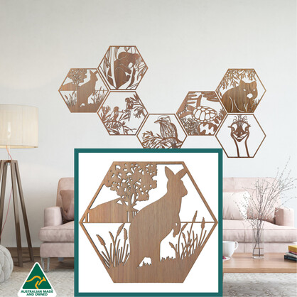 Outback Kangaroo Hexagon Wall Art