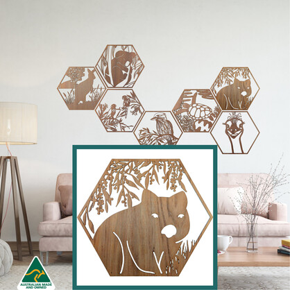 Friendly Wombat Hexagon Wall Art