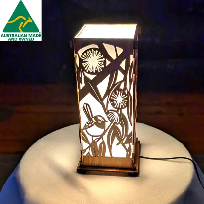 Blue Wren: Australian Hardwood Lamp