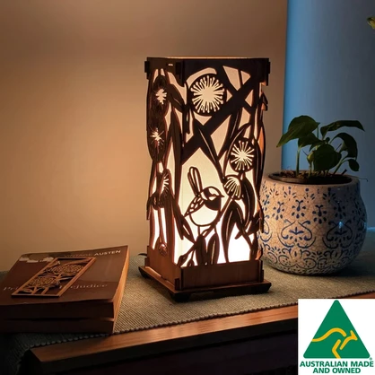 Blue Wren: Australian Hardwood Lamp