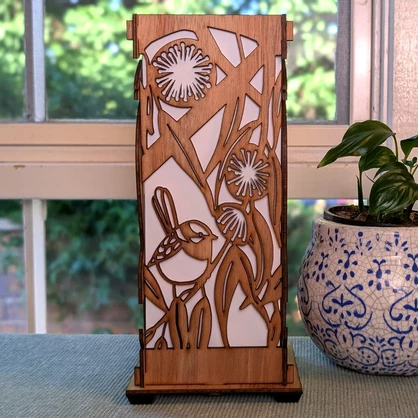 Blue Wren: Australian Hardwood Lamp