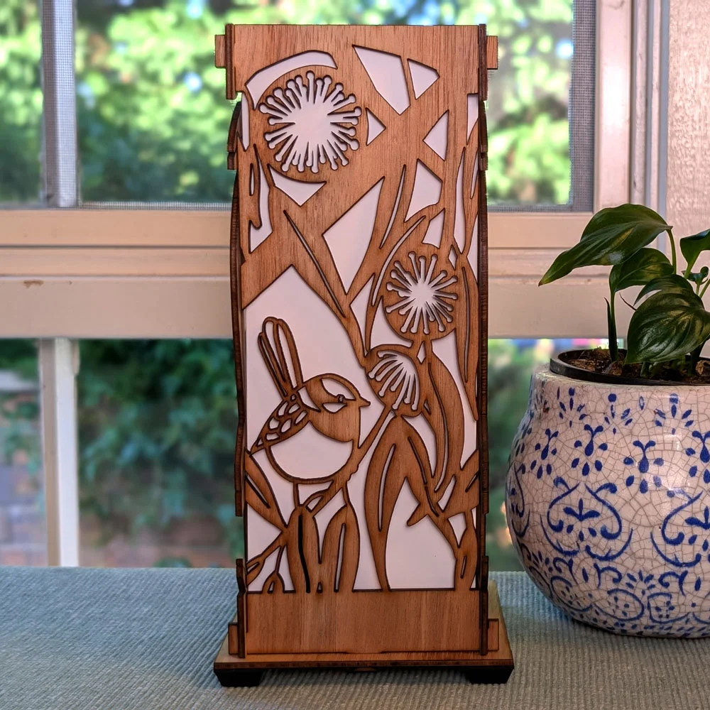 Blue Wren: Australian Hardwood Lamp