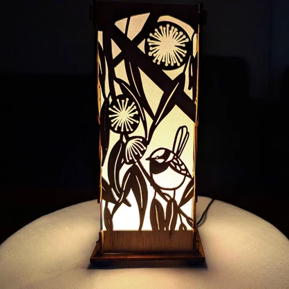 Blue Wren: Australian Hardwood Lamp
