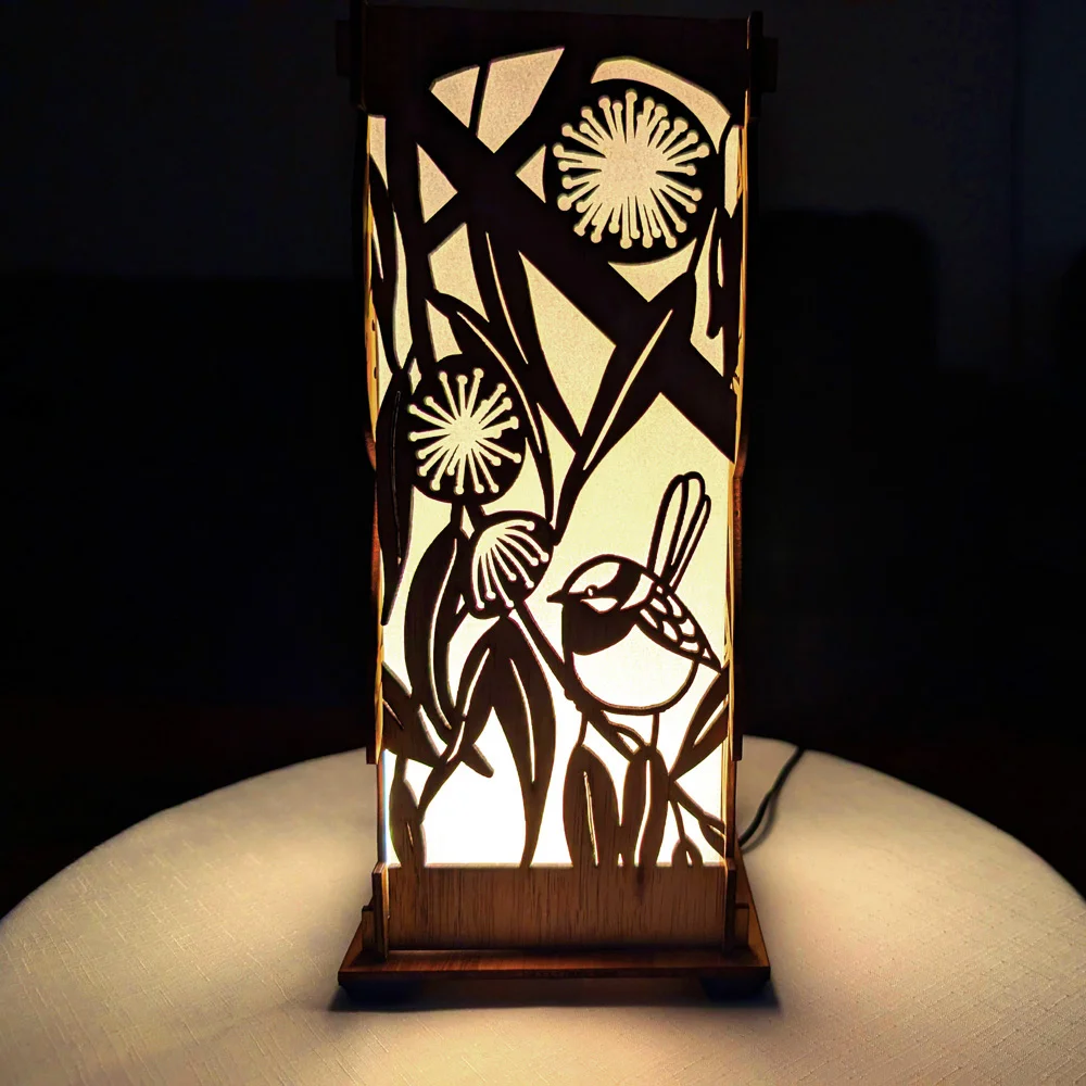 Blue Wren: Australian Hardwood Lamp