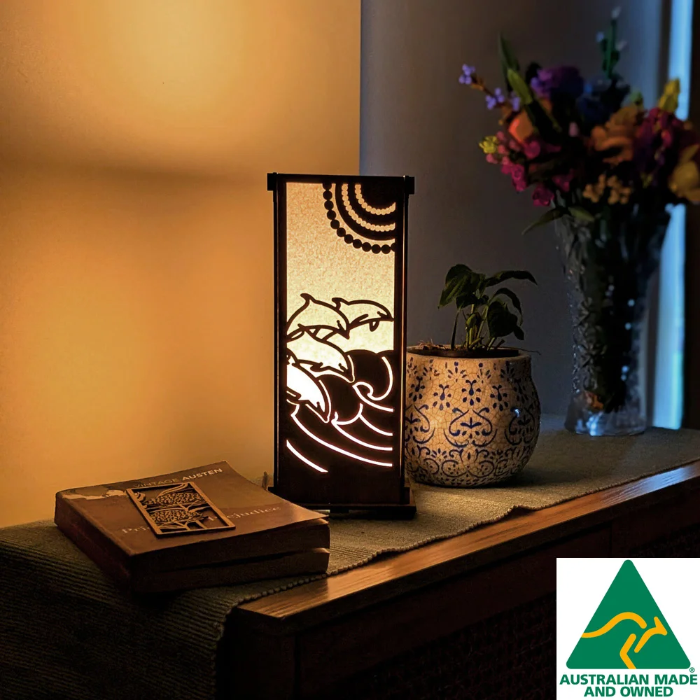Dolphins and Turtles: Australian Hardwood Lamp