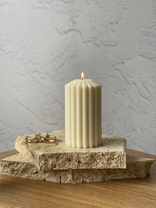 Luxe 12 Eco-Friendly Pillar Sculptural Soy Wax Candle
