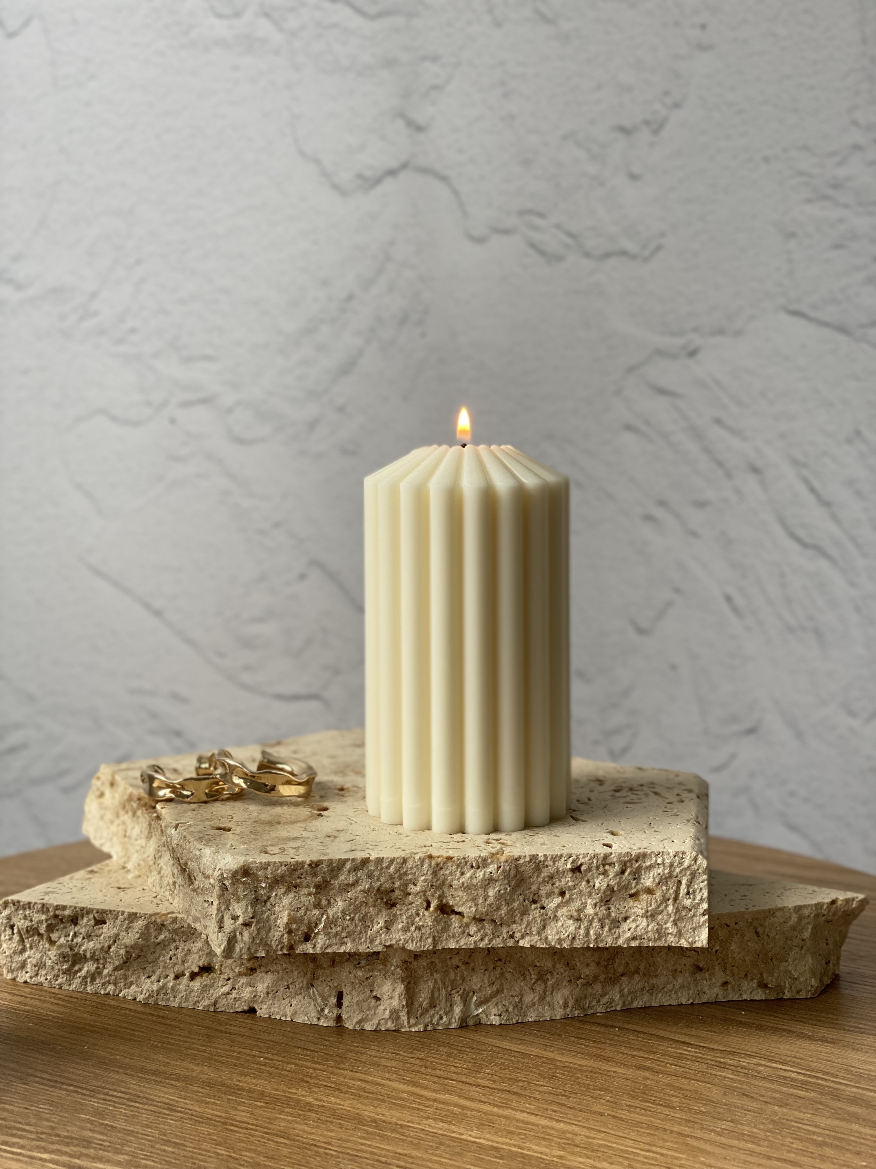 Luxe 12 Eco-Friendly Pillar Sculptural Soy Wax Candle
