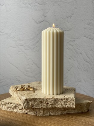 Luxe 20 Eco-Friendly Pillar Sculptural Soy Wax Candle