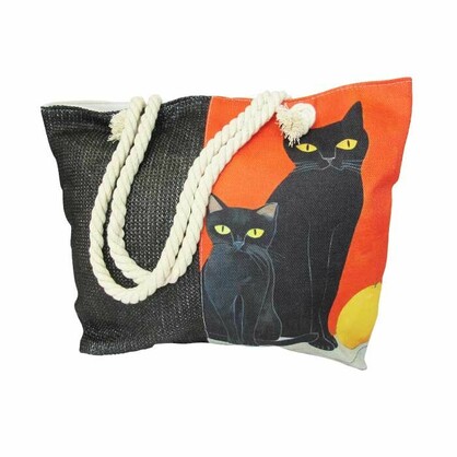 Rope Tote Large Black Cats