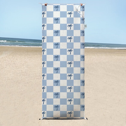 Malibu Blue Checkered Beach Towel With Pocket
