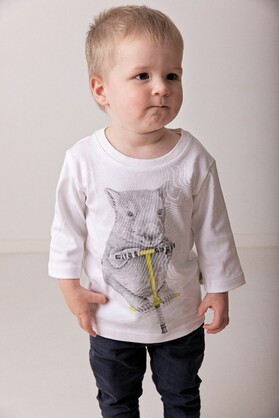 Wombat on a Pogo | Organic Cotton T-Shirt | 3/4 Sleeve | Size 1 - 7