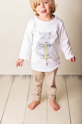 Wombat on a Pogo | Organic Cotton T-Shirt | 3/4 Sleeve | Size 1 - 7