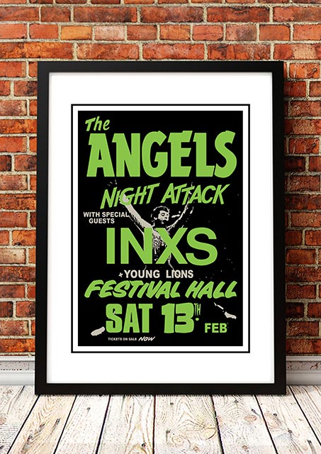 The Angels / INXS 'Festival Hall' Brisbane 1982 Framed Gig Poster