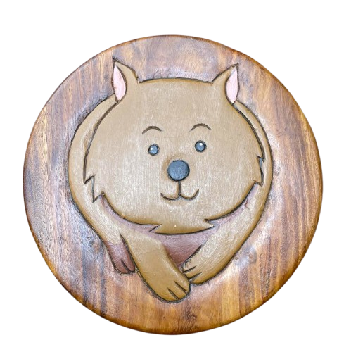 Fair Trade Wooden Stool Wombat