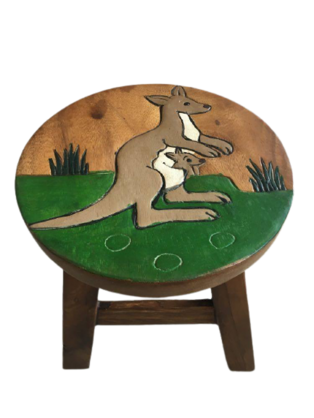 Fair Trade Wooden Stool Kangaroo