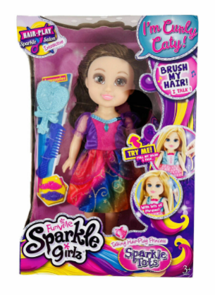 Funville Sparkle Girlz Talking Hair-Play Princess Sparkle Tots - Brown