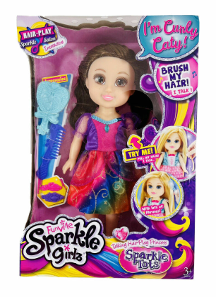 Funville Sparkle Girlz Talking Hair-Play Princess Sparkle Tots - Brown