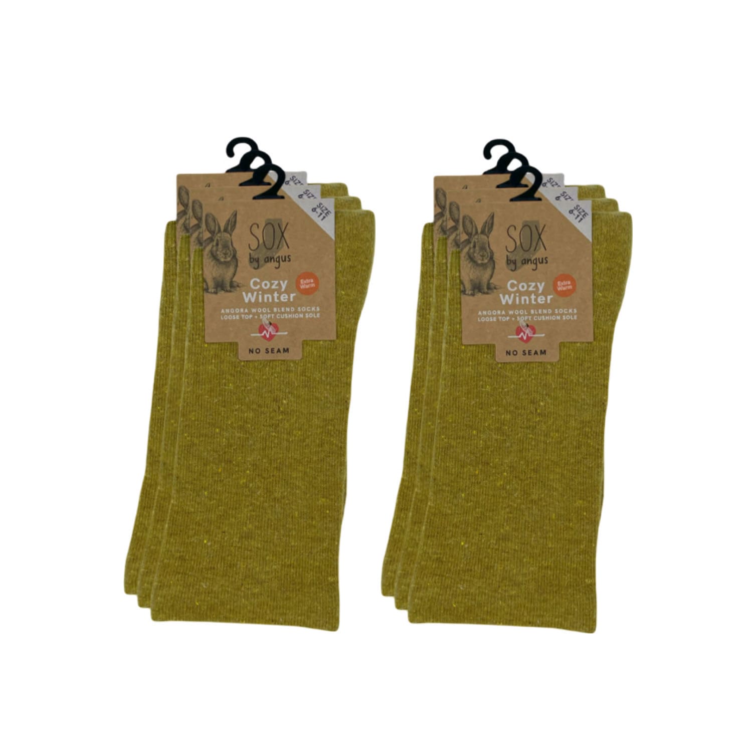 Angora Wool Blend Cushion Foot Loose Top Socks - NO SEAM - Mustard