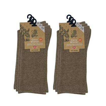 Angora Wool Blend Cushion Foot Loose Top Socks - NO SEAM - Mocha