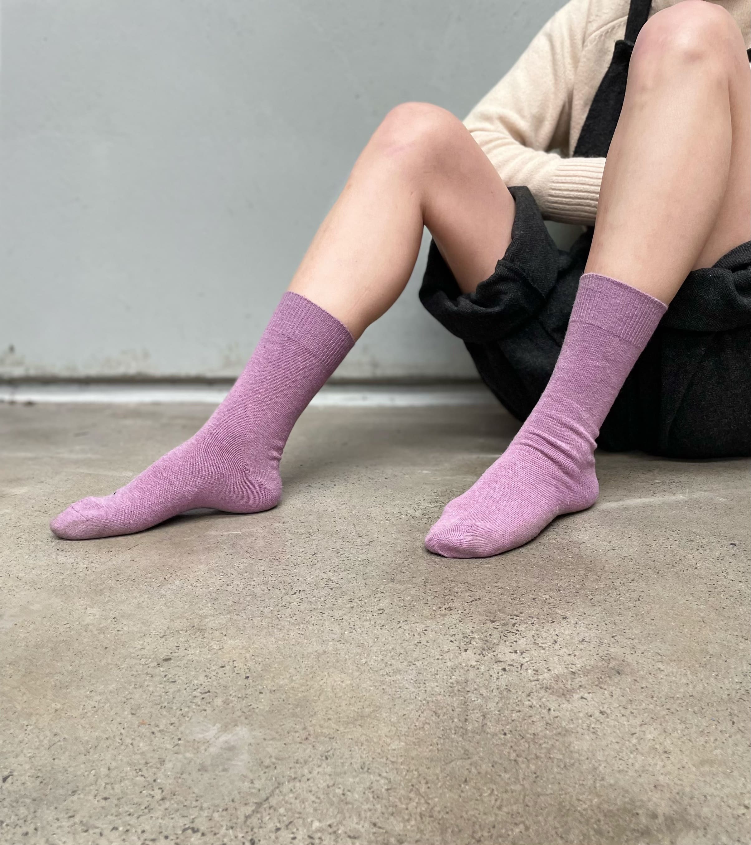 Angora Wool Blend Loose Top Socks - NO SEAM - Mustard