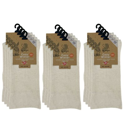 Angora Wool Blend Loose Top Socks - NO SEAM - Bone