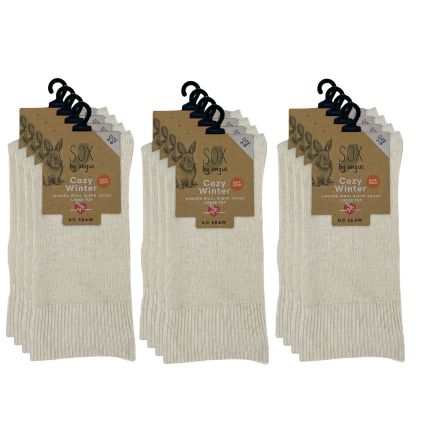 Angora Wool Blend Loose Top Socks - NO SEAM - Bone