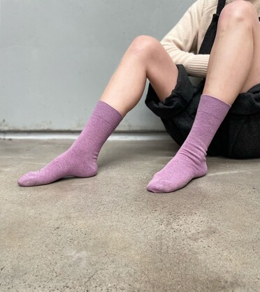 Angora Wool Blend Loose Top Socks - NO SEAM - Bone
