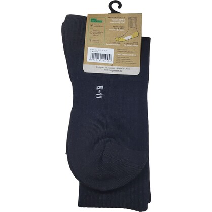 Non-Fluffling Bamboo Cushion Foot Crew Sport Socks | Black | Seamless