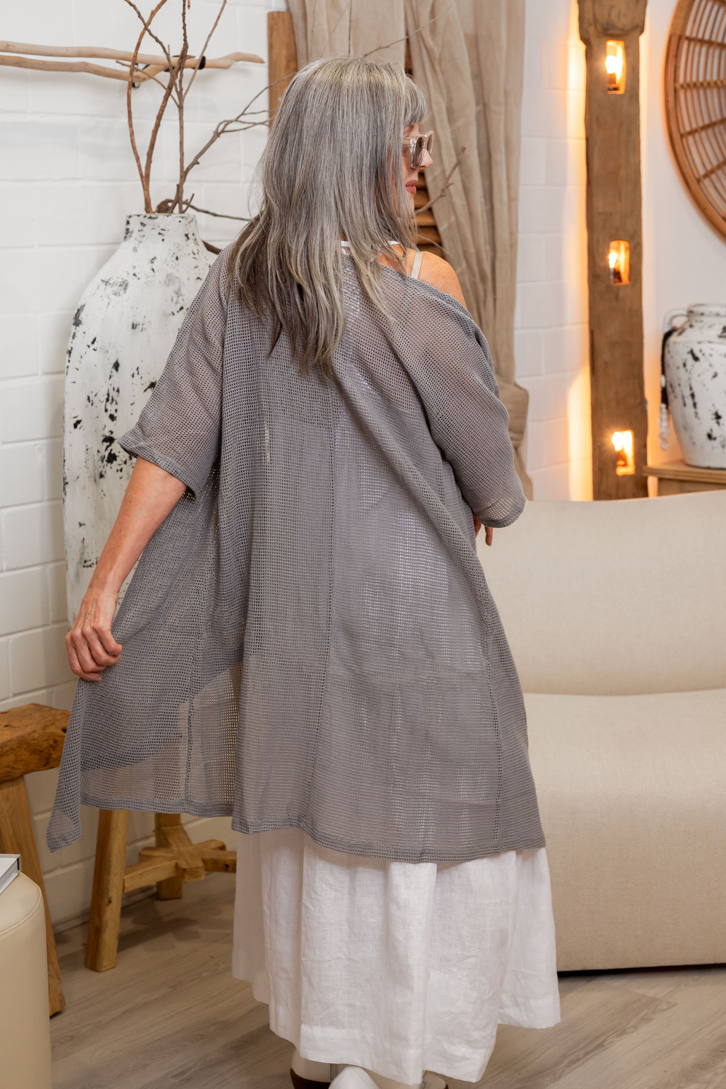 Riley Cotton Mesh Kimono