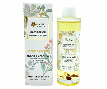 OASIS PACIFIC Pacific Serenity Massage Oil 100ML RELAX & BALANCE  With Pacific Frangipani & Noni Oil