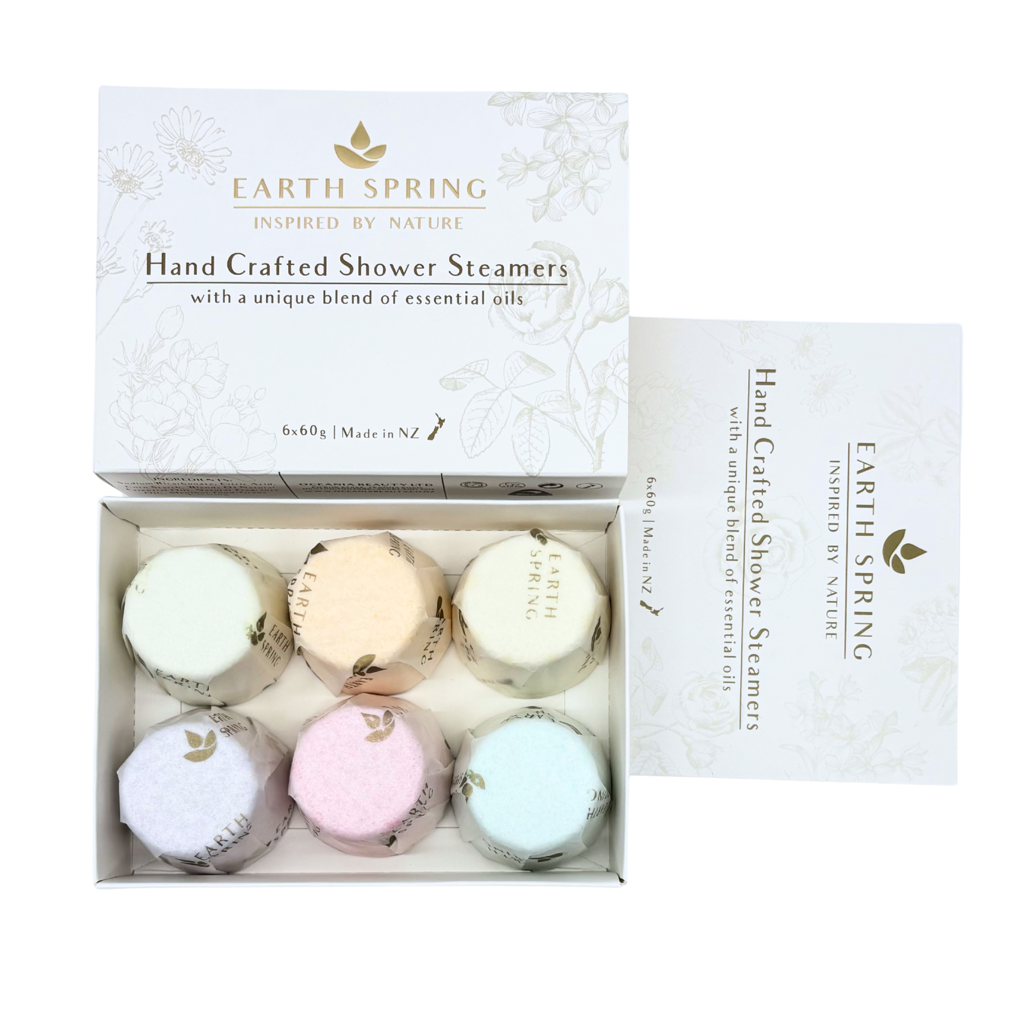 EARTH SPRING Aromatherapy Shower Steamers – Box of 6 Mixed