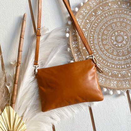 Vintage Tan Mandala Crossbody Bag