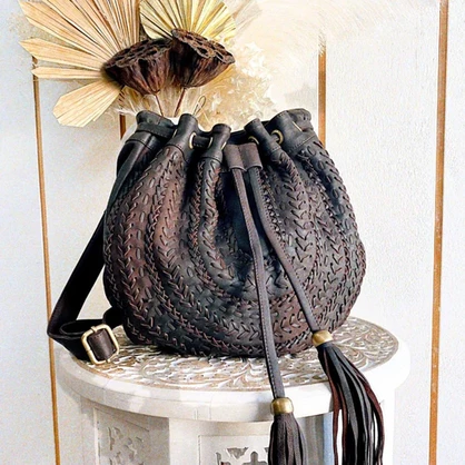 Isla Vintage Brown Weave Bag
