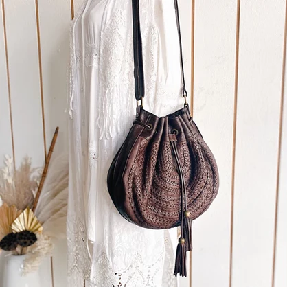 Isla Vintage Brown Weave Bag