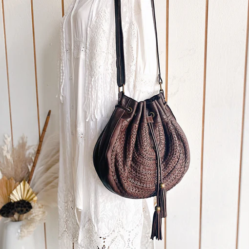Isla Vintage Brown Weave Bag