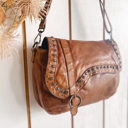 Sara Luxe Tan Saddle Bag