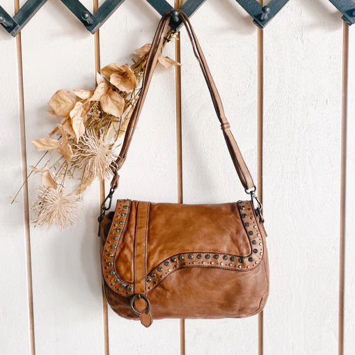 Sara Luxe Tan Saddle Bag